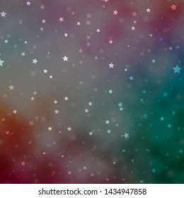 Light Green, Red vector background with colorful stars. Colorful illustration with abstract gradient stars. Best design for your ad, poster, banner.