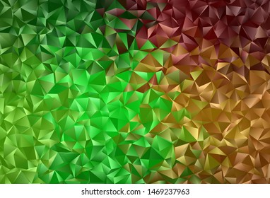Light Green, Red vector background with polygonal style. Beautiful illustration with triangles in nature style. Template for wallpapers.
