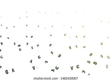 Light Green, Red vector background with signs of currency. Shining illustration with signs of currency on abstract template. Design for business advert of economic, wealth.