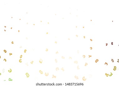 Light Green, Red vector background with financial symbols. Blurred design in simple style with symbols of currency. Design for business advert of economic, wealth.