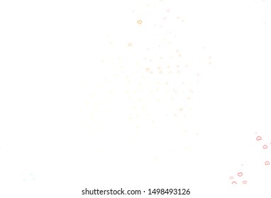 Light Green, Red vector background with hearts. Blurred decorative design in doodle style with hearts. Pattern for carnival, festival romantic leaflets.