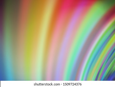 Light Green, Red vector background with bent ribbons. A sample with blurred bubble shapes. A completely new marble design for your business.