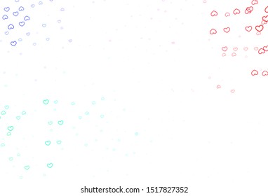Light Green, Red vector background with hearts. Illustration with hearts in love concept for valentine's day. Pattern for valentine's ad, booklets.