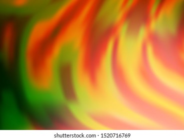 Light Green, Red vector background with lava shapes. A vague circumflex abstract illustration with gradient. New composition for your brand book.