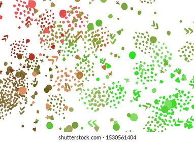 Light Green, Red vector background with abstract shapes. Illustration with colorful gradient shapes in abstract style. Best smart design for your business.