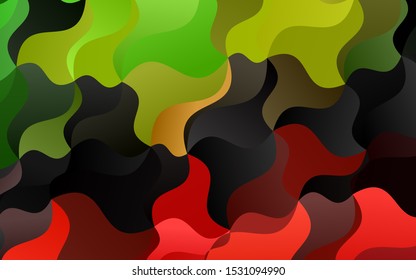 Light Green, Red vector background with lamp shapes. Glitter abstract illustration with wry lines. The template for cell phone backgrounds.