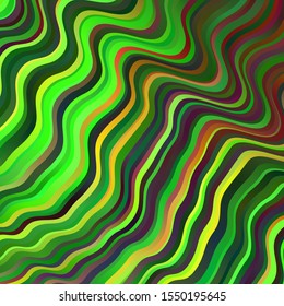 Light Green, Red vector background with wry lines. Bright sample with colorful bent lines, shapes. Template for your UI design.