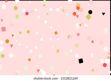Light Green, Red vector background with triangles, circles, cubes. Illustration with colorful circles, triangles, rectangles. Smart design for your business advert.