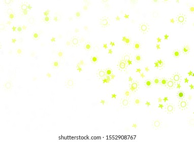 Light Green, Red vector background with colorful stars, suns. Shining colored illustration with stars, suns. Best design for your ad, poster, banner.