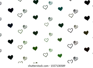 Light Green, Red vector background with hearts. Hearts on blurred abstract background with colorful gradient. Design for your business advert of anniversary.
