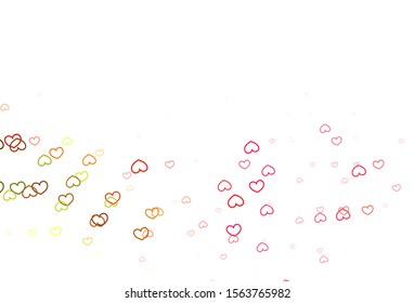 Light Green, Red vector background with Shining hearts. Decorative shining illustration with hearts on abstract template. Pattern for carnival, festival romantic leaflets.