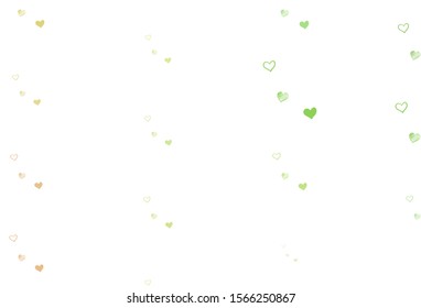 Light Green, Red vector background with hearts. Glitter abstract illustration with colorful hearts in romantic style. Pattern for marriage gifts, congratulations.