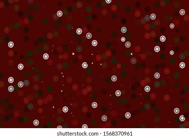 Light Green, Red vector background with xmas snowflakes. Modern geometrical abstract illustration with crystals of ice. The template can be used as a new year background.