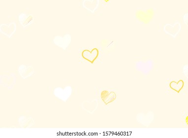 Light Green, Red vector background with Shining hearts. Glitter abstract illustration with colorful hearts in romantic style. Pattern for valentine's ad, booklets.