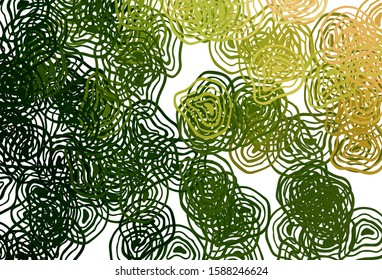 Light Green, Red vector background with curved lines. Glitter abstract illustration with wry lines. Pattern for your business design.