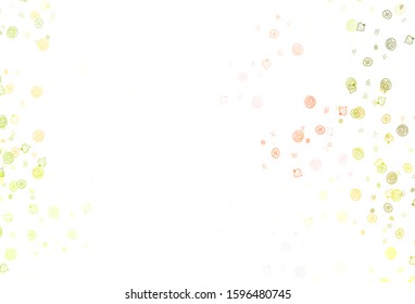 Light Green, Red vector background with cuisine gourmet. Beautiful colorful illustration with food in doodle style. Doodle design for your business advert of cafes.