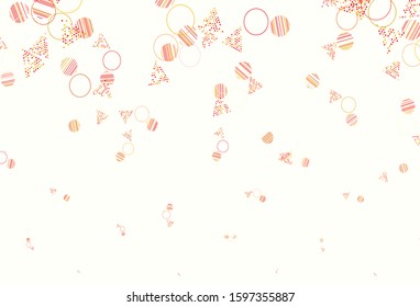 Light Green, Red vector background with triangles, circles. Circles, lines on abstract background with colorful gradient. Modern template for landing page.