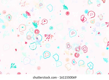 Light Green, Red vector background with abstract shapes. Illustration with colorful gradient shapes in abstract style. Elegant design for wallpapers.