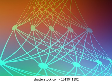 Light Green, Red vector background with forms of artificial intelligence. Shining colorful illustration with real structure of AI. Design for depiction of cyber innovations.