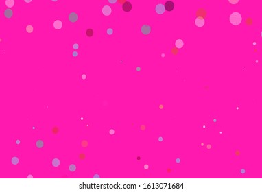 Light Green, Red vector background with spots. Glitter abstract illustration with blurred drops of rain. New template for your brand book.