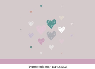 Light Green, Red vector background with Shining hearts. Shining illustration with hearts on abstract template. Design for celebrating of Valentine Day.