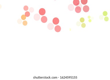 Light Green, Red vector background with spots. Modern abstract illustration with colorful water drops. Design for poster, banner of websites.