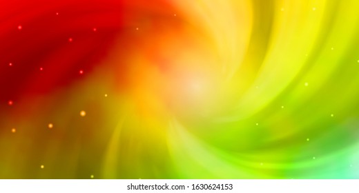 Light Green, Red vector background with small and big stars. Shining colorful illustration with small and big stars. Theme for cell phones.