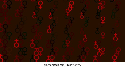 Light Green, Red vector background with woman symbols. Simple design in abstract style with women’s rights activism. Background for International Women’s Day.