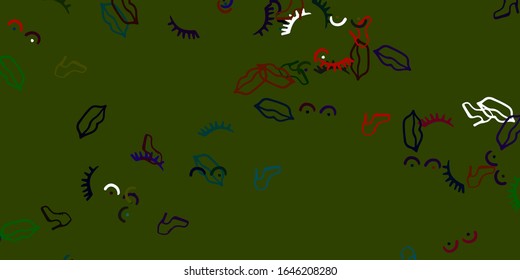 Light Green, Red vector background with woman symbols. Illustration with signs of women's strength and power. Elegant design for wallpapers.