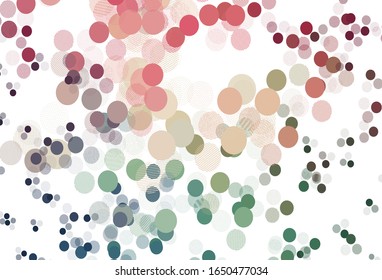 Light Green, Red vector background with spots. Illustration with set of shining colorful abstract circles. Design for poster, banner of websites.
