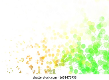 Light Green, Red vector background with spots. Glitter abstract illustration with blurred drops of rain. Pattern for ads, leaflets.