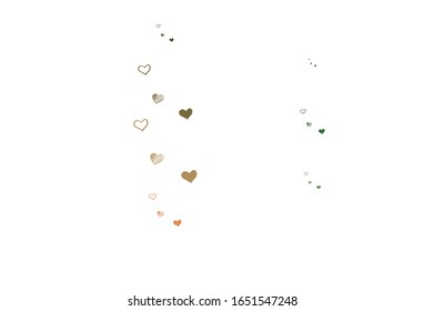 Light Green, Red vector background with Shining hearts. Illustration with shapes of gradient hearts on blur backdrop. Pattern for valentine's ad, booklets.