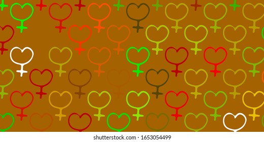 Light Green, Red vector background with woman symbols. Abstract illustration with a depiction of women's power. Background for International Women’s Day.