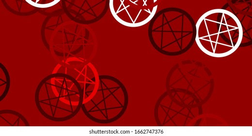 Light Green, Red vector background with occult symbols. Colorful vintage illustration with gradient alchemy shapes. Design for magic, spiritual events.