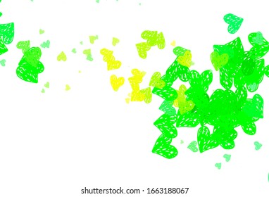 Light Green, Red vector background with hearts. Smart illustration with gradient hearts in valentine style. Design for a business advert of anniversary.