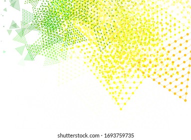 Color verde claro, fondo vectorial rojo con estilo poligonal con círculos. Hermosa ilustración con círculos, triángulos en estilo natural. Patrón para comerciales.