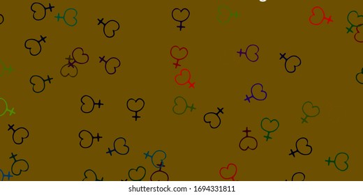 Light Green, Red vector background with woman symbols. Colorful illustration with gradient feminism shapes. Design for International Women’s Day.