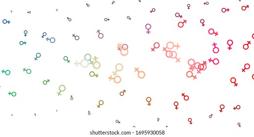 Light Green, Red vector background with woman symbols. Simple design in abstract style with women’s rights activism. Design for International Women’s Day.