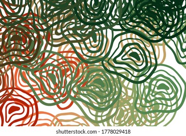 Light Green, Red vector background with wry lines. Colorful abstract illustration with gradient lines. Brand new design for your ads, poster, banner.