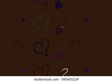 Light Green, Red vector background with Shining hearts. Beautiful celebration style hearts on abstract illustration. Template for Valentine's greeting postcards.