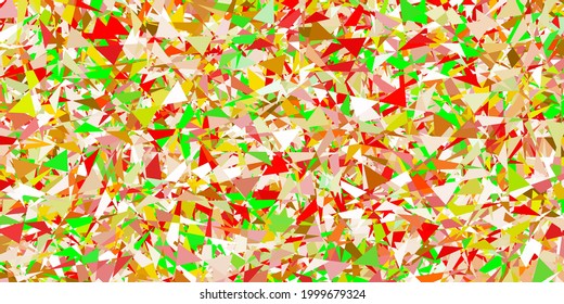 Light green, red vector background with triangles. Smart abstract illustration with triangle forms in modern style. Template for commercials.
