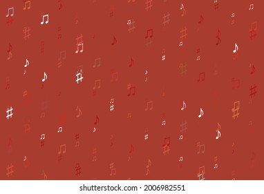 Light Green, Red vector background with music symbols. Modern abstract illustration with melody keys. Template for fasion magazines.