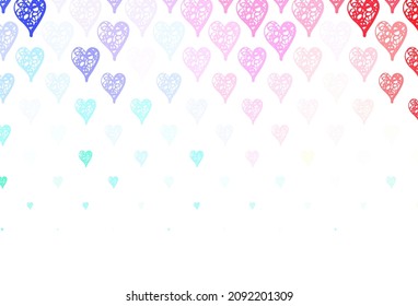 Light Green, Red vector background with Shining hearts. Shining illustration with hearts on abstract template. Design for a business advert of anniversary.