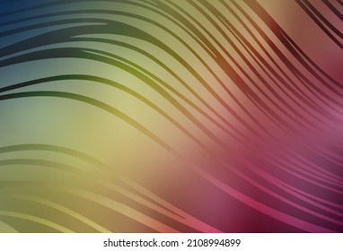 Light Green, Red vector background with bent lines. Colorful gradient illustration in simple style with lines. Simple template for your design.