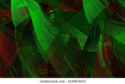 Light Green, Red vector background with wry lines. Creative illustration in halftone style with gradient. Texture for booklets, leaflets.