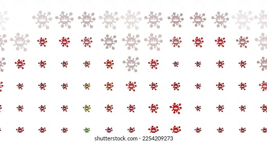 Light Green, Red vector background with covid-19 symbols. Simple design in abstract style with infection forms. Design for biohazard warning.