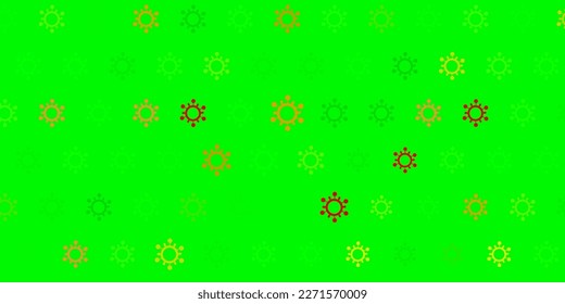 Light green, red vector background with covid-19 symbols. Abstract illustration with biological gradient shapes. Wallpaper for health protection.