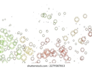 Light Green, Red vector background with bubbles. Illustration with set of shining colorful abstract circles. Pattern of water, rain drops.