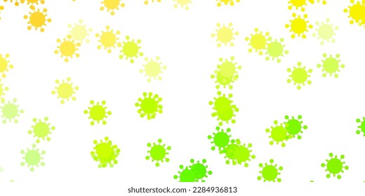 Hellgrüner, roter Vektorhintergrund mit Covid-19-Symbolen. Einfaches Design im abstrakten Stil mit Infektionsformen. Bestes Design für Quarantäneereignisse.