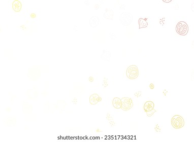 Light Green, Red vector background with cuisine gourmet. Beautiful colorful illustration with food in doodle style. Design for ad, poster, banner of cafes or restaurants.